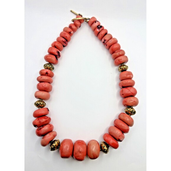Vintage Pink Coral Chunky Necklace Beautiful! - Picture 1 of 9